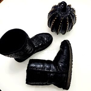 Uggs black sequin mid calf vintage boots